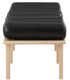 Landon Luxurious Vegan Leather Bench with Solid Oak Base – Art Deco Style for Home Décor Bliss
