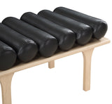 Landon Luxurious Vegan Leather Bench with Solid Oak Base – Art Deco Style for Home Décor Bliss