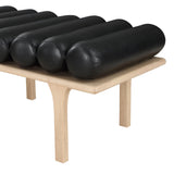 Landon Luxurious Vegan Leather Bench with Solid Oak Base – Art Deco Style for Home Décor Bliss