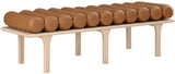 Landon Luxurious Vegan Leather Bench with Solid Oak Base – Art Deco Style for Home Décor Bliss