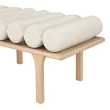 Landon Luxurious Vegan Leather Bench with Solid Oak Base – Art Deco Style for Home Décor Bliss