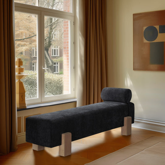 Edison Bench - Chic Mid-Century Modern Design with Soft Upholstery and Stylish Bolster Pillow Included