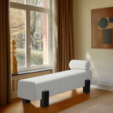 Edison Bench - Stylish Mid-Century Modern Upholstered Bench with Soft Fabric and Bolster Pillow
