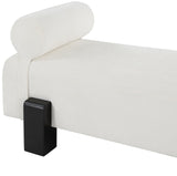 Edison Bench - Stylish Mid-Century Modern Upholstered Bench with Soft Fabric and Bolster Pillow