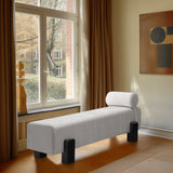Edison Bench - Stylish Mid-Century Modern Upholstered Bench with Soft Fabric and Bolster Pillow