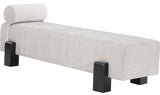 Edison Bench - Stylish Mid-Century Modern Upholstered Bench with Soft Fabric and Bolster Pillow