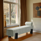Edison Bench - Stylish Mid-Century Modern Upholstered Bench with Soft Fabric and Bolster Pillow