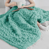 Ruched 50x60" Throw Blanket, Aqua Blue Green