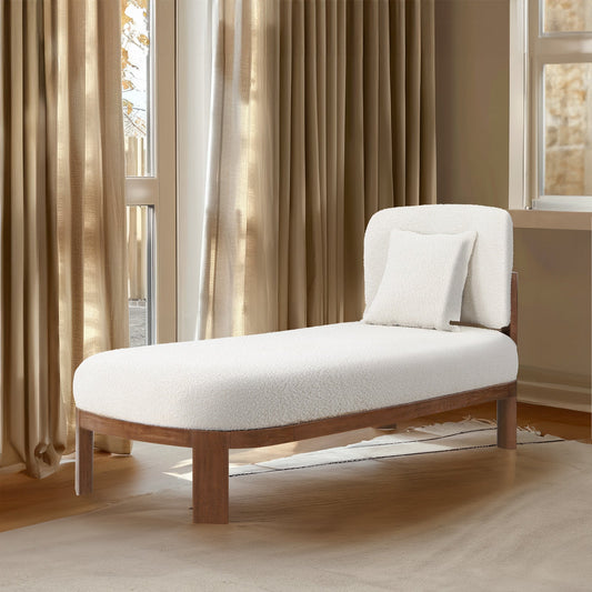 Maybourne Chaise Bench - Elegant Mid-Century Modern Design with Plush Comfort and Walnut Finish