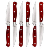 BergHOFF Pakka Wood 6pc Stainless Steel Steak Knife Set 4.75"