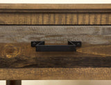 4 Drawer Cocktail Table - Loft Brown Pine Wood with Iron Hardware