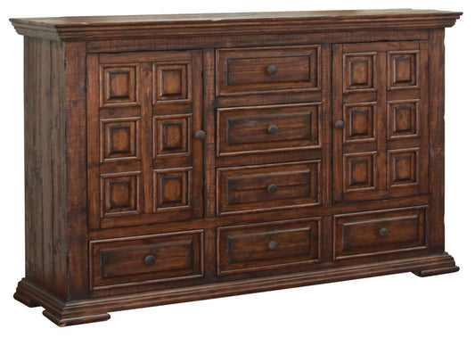 6 Drawer 2 Door Dresser - Solid Pine Wood Furniture