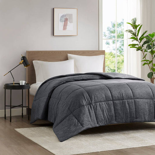 Oversized Jersey Knit Down Alternative Comforter, Black