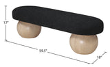 Bowie Boucle Fabric Bench – Luxurious Art Deco Design with Natural Ash Wood Legs for Elegant Spaces