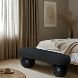 Bowie Boucle Fabric Bench - Luxurious Art Deco Seating with Elegant Solid Ash Wood Legs for Home Decor