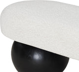 Bowie Boucle Fabric Bench - Luxurious Art Deco Seating with Elegant Solid Ash Wood Legs for Home Decor