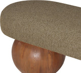 Bowie Boucle Fabric Bench - Luxurious Art Deco Accent with Walnut Legs for Elegant Home Decor