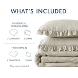 Diamond Quilted Ruffle Edge Comforter Set, Neutral