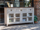 3 Drawer 4 Glass Door Console | Sahara Organic Modern Design