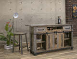 2 Drawer 2 Doors Bar | Loft Brown Pine Wood Hand-Stained