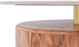Stonewood Acacia Wood Mid Century Coffee Table with Genuine Marble Top and Brass Finish Charm