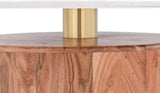 Stonewood Acacia Wood Mid Century Coffee Table with Genuine Marble Top and Brass Finish Charm