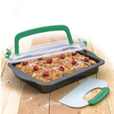 BergHOFF Perfect Slice 7Pc Steel Set, 14" Cookie Sheet with Tool, 9" Round Cake Pan with Tool, 13" Covered Bake Pan with Tool
