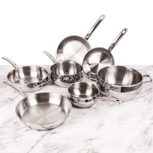 BergHOFF Belly Shape 12pc 18/10 Stainless Steel Cookware Set, SS Lids