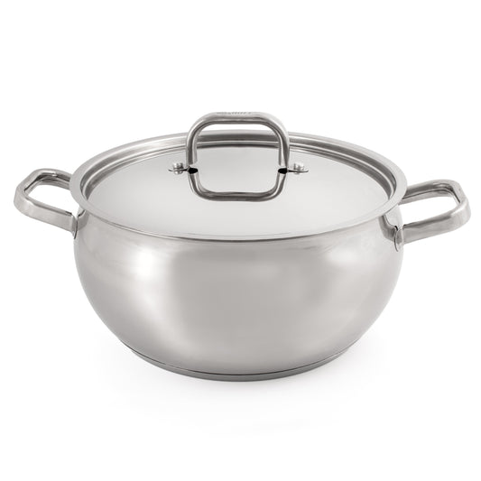 BergHOFF Belly Shape 18/10 Stainless Steel 9.5" Stock Pot with SS Lid, 5.5qt.