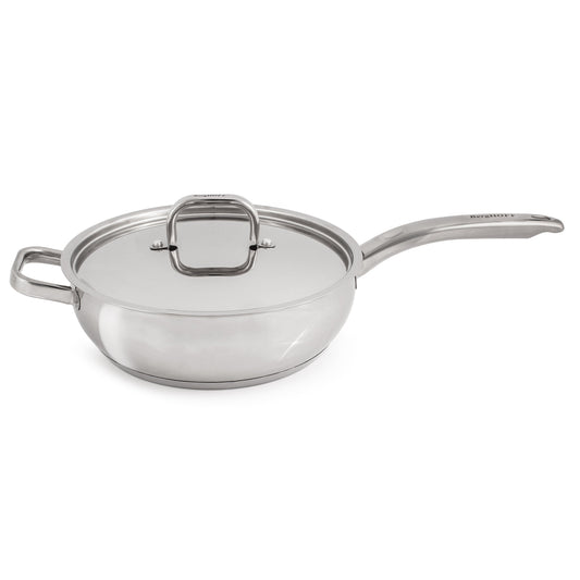 BergHOFF Belly Shape 18/10 Stainless Steel 9.5" Deep Skillet with SS Lid, 3.2qt.