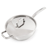 BergHOFF Belly Shape 18/10 Stainless Steel 9.5" Deep Skillet with SS Lid, 3.2qt.
