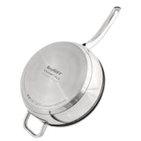 BergHOFF Belly Shape 18/10 Stainless Steel 9.5" Deep Skillet with SS Lid, 3.2qt.