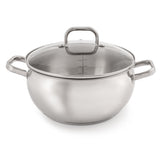 BergHOFF Belly Shape 18/10 Stainless Steel 9.5" Stock Pot with Glass Lid, 5.5qt.