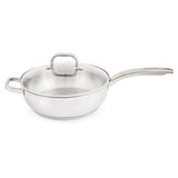 BergHOFF Belly Shape 18/10 Stainless Steel 9.5" Deep Skillet with Glass Lid