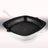 BergHOFF Neo 3pc Cast Iron Cookware Set, Grill Pan & Round Dutch Oven, White