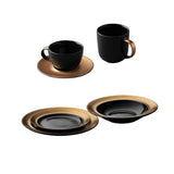 BergHOFF GEM Porcelain 6Pc Dinnerware Place Setting, Black & Gold