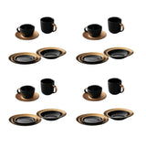 BergHOFF GEM Porcelain 24Pc Dinnerware Place Setting, Black & Gold