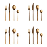 BergHOFF GEM 16Pc Flatware Set, Gold Plated, 18/10 Stainless Steel