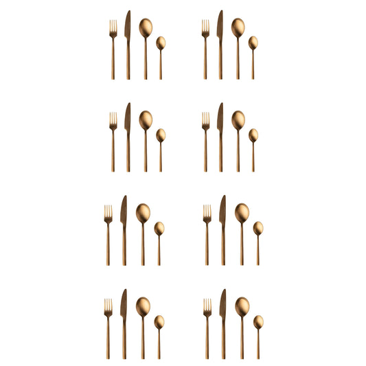 BergHOFF GEM 32Pc 18/10 Stainless Steel Flatware Set, Gold Plated