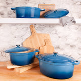 BergHOFF Neo 6pc Cast Iron Dutch Oven Cookware Set with Lids, Blue