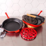 BergHOFF Neo 4pc Cast Iron Grill & Fry Pan Set, Red