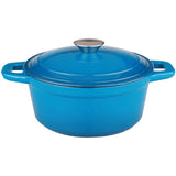 BergHOFF Neo 5pc Cast Iron Cookware Set with Slotted Steak Press, Blue