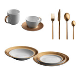 BergHOFF Gem 40pc Dinnerware & Flatware Set, White & Gold
