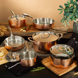 BergHOFF Vintage Tri-Ply Copper 8" Saucepan 3qt. with Lid, Hammered