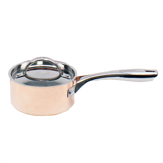 BergHOFF Vintage Tri-Ply Copper 5.5" Saucepan 1qt. with Lid, Polished