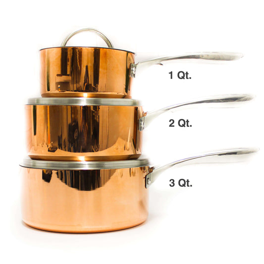 BergHOFF Vintage Tri-Ply Copper 5.5" Saucepan 1qt. with Lid, Polished