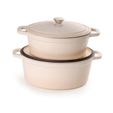 BergHOFF Neo Cast Iron 8qt. Oval Dutch Oven 13" with Lid, Meringue
