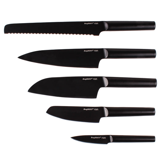 BergHOFF Ron Stainless Steel 6pc Knife Block Set, Black