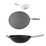 BergHOFF Geminis 3Pc Non-stick Spun Cast Aluminum 12" Wok With Silicone Screen & Skimmer