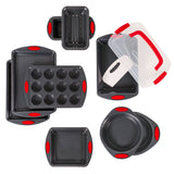 BergHOFF 11Pc Perfect Slice Bakeware Set, Grey & Red